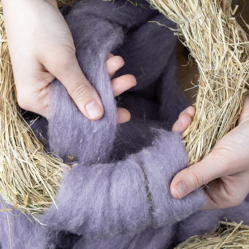 Itens Cordão de lã, fita de lã lilás claro, 10m de lã decorativa para floricultura e artesanato.