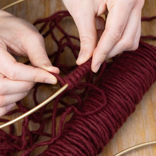 Itens Fio de lã, cordão de lã, Bordô, 55m de fio, para arranjos florais, artesanato, faça você mesmo