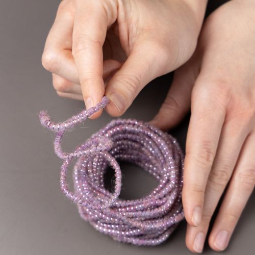 Itens Cordão de lã com fios rosa e dourados, 5m x 5mm com arame, para decoração e artesanato.