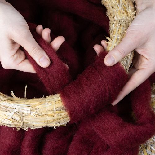 Itens Cordão de lã, lã decorativa, vermelho escuro, fita de lã de 10m para floricultura e artesanato.