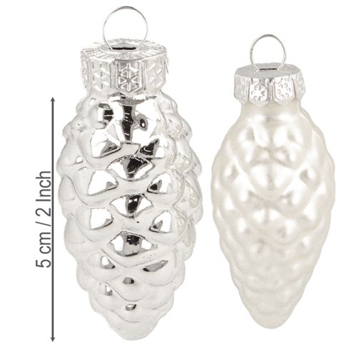 Itens Cones mix de vidro prata 5cm 14 unidades