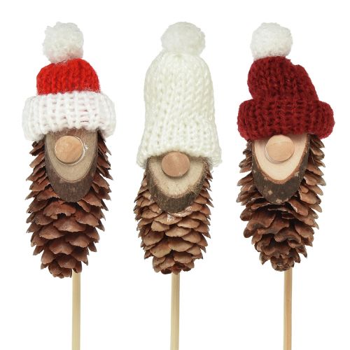 Floristik24 Cone gnomo com chapéu flor plug gnomo 8 cm 12 unidades