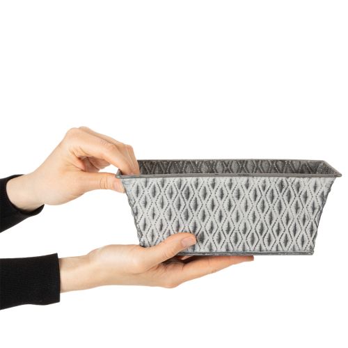 Tigela de zinco com padrão de diamante, 22 cm × 12 cm | Floristik24.pt