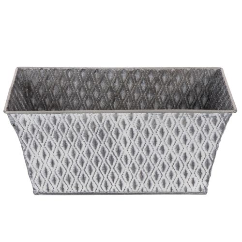 Tigela de zinco com padrão de diamante, 26 cm x 15,5 cm | Floristik24.pt