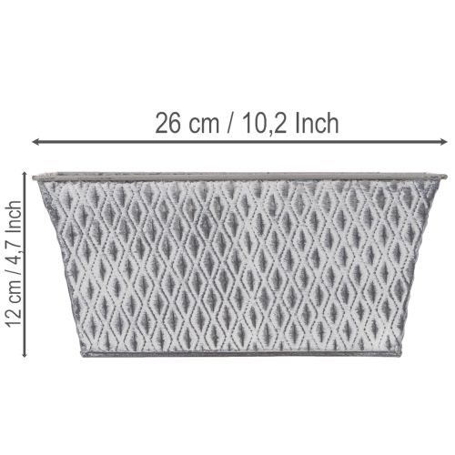 Tigela de zinco com padrão de diamante, 26 cm x 15,5 cm | Floristik24.pt