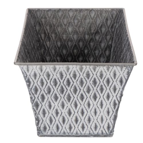 Tigela de zinco com padrão de diamante, 26 cm x 15,5 cm | Floristik24.pt