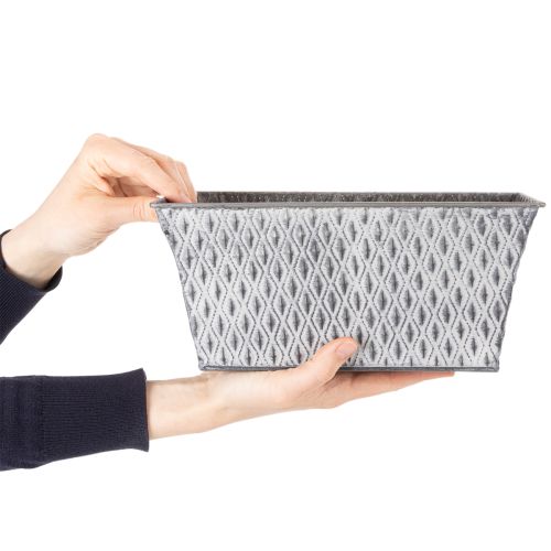 Tigela de zinco com padrão de diamante, 26 cm x 15,5 cm | Floristik24.pt