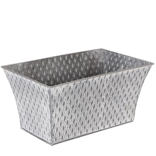 Tigela de zinco com padrão de diamante, 30 cm × 18 cm, altura 15 cm. comprar | Floristik24.pt