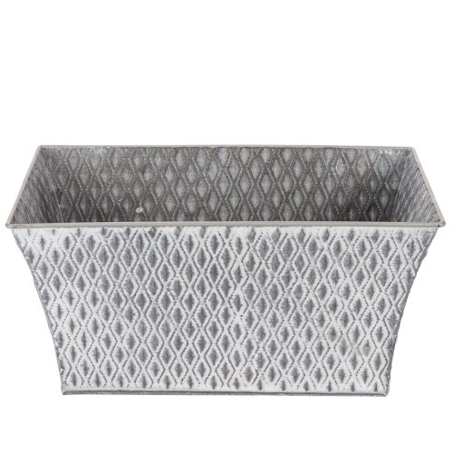 Tigela de zinco com padrão de diamante, 30 cm × 18 cm, altura 15 cm. | Floristik24.pt