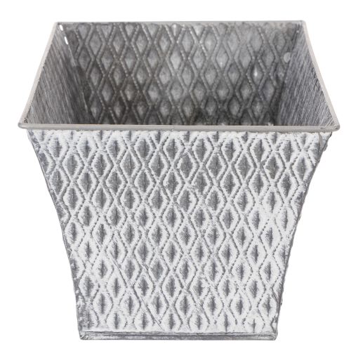 Tigela de zinco com padrão de diamante, 30 cm × 18 cm, altura 15 cm. | Floristik24.pt