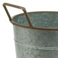 Floristik24 Vaso de metal para plantar, floreira com asas, cachepot prata, castanho Ø21cm A30,5cm