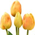 Floristik24 Decoração de tulipas amarelas laranja com toque real flores artificiais 49 cm 5 unidades