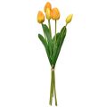 Floristik24 Decoração de tulipas amarelas laranja com toque real flores artificiais 49 cm 5 unidades