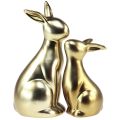 Floristik24 Coelhinhos da Páscoa cerâmica coelhinha dourada mãe 20/13cm conjunto de 2