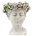 Floristik24 Rosto de vaso de flores busto feminino cabeça de planta aparência de concreto Alt.18cm