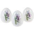 Floristik24 Decoração de ovos de Páscoa em cerâmica com decoração floral 12cm 3 unidades