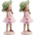 Floristik24 Figuras decorativas menina com chapéu rosa verde 6,5x5,5x14,5cm 2 unidades