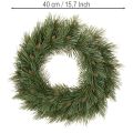 Coroa artificial de ramos de pinheiro com pequenas pinhas, 40 cm | Floristik24.pt