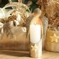 Castiçal em forma de anjo dourado para decoração festiva, 27 cm | Floristik24.pt