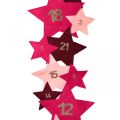 Floristik24 Calendário do Advento para encher-se de estrelas de feltro rosa, vermelho H2m