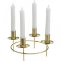 Floristik24 Anel de vela haste velas castiçal dourado Ø23cm A11cm 2uds