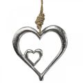 Floristik24 Pingente decorativo coração metal prata natural 10,5x11x0,5cm