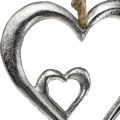 Floristik24 Pingente decorativo coração metal prata natural 10,5x11x0,5cm