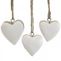 Floristik24 Pendente corações de madeira decorativos corações branco Ø5-5,5cm 12uds