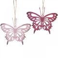 Pingente borboleta deco metal rosa rosa 8,5x9,5cm 6 pçs