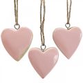 Floristik24 Pingente corações de madeira decorativos rosa Ø5-5,5cm 12uds