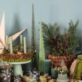 Árvore de Natal artificial com base de madeira para decoração natalina, 80 cm | Floristik24.pt