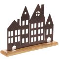 Floristik24 Decoração para fileira de casas, metal com base de madeira, 30 cm