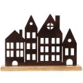 Decoração para fileira de casas, metal com base de madeira, 30 cm | Floristik24.pt