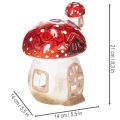 Casinha decorativa em forma de cogumelo para vela pequena, pintada à mão com torre, 21 cm | Floristik24.pt