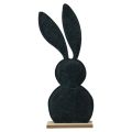 Floristik24 Decoração de mesa decoração de coelhinho da Páscoa em feltro preto com coração 45 cm 3 unidades