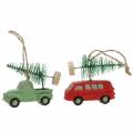 Floristik24 Carro de decoração de árvore de Natal com 2pcs vermelho / verde de abeto
