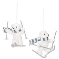 Floristik24 Pingente de urso polar em esquis com cachecol para pendurar, 10 cm, 2 peças