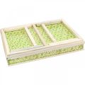 Floristik24 Bandeja de cama de bambu, bandeja de servir dobrável, bandeja de madeira com padrão trançado verde-cores naturais 51,5×37cm