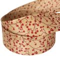 Galhos decorativos de fita com frutinhas vermelhas brilhantes, 40 mm x 15 m | Floristik24.pt