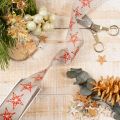 Fita decorativa com estrelas vermelhas, 40 mm de largura, 15 m de comprimento. | Floristik24.pt