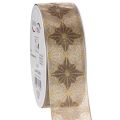 Floristik24 Fita decorativa com estrelas, fita para presentes com borda dimensionalmente estável, 40 mm de largura, 20 m de comprimento.