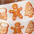 Fita decorativa com figuras de biscoito de gengibre. Fita festiva para presentes de Natal. 25 mm x 18 m. | Floristik24.pt