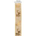 Fita decorativa com desenho de veado, fita natalina, 15 mm x 15 m | Floristik24.pt