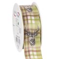 Floristik24 Fita decorativa com cabeça de veado e padrão xadrez, 40 mm x 15 m