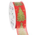 Floristik24 Fita de presente em formato de árvore de Natal com estrelas, 40 mm, 15 m