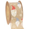 Floristik24 Fita decorativa com gnomos de Natal em fita de juta, motivo de inverno, 60 mm x 10 m