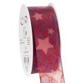 Floristik24 Fita decorativa brilhante com estampa de estrelas para decoração de Natal, 40 mm x 15 m