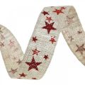 Floristik24 Laço de fita de presente com estrelas branco vermelho 25mm 15m