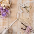 Fita de renda de algodão, fita decorativa fina para artesanato, 15 mm de largura, 10 m de comprimento. | Floristik24.pt