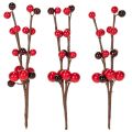 Ramo artificial com frutos vermelhos, 15 cm, 6 peças | Floristik24.pt